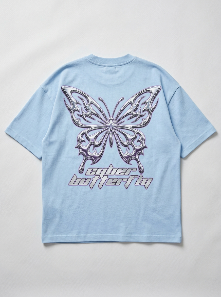 Oversize-T-Shirt „Cyber Butterfly“ – Rückansicht