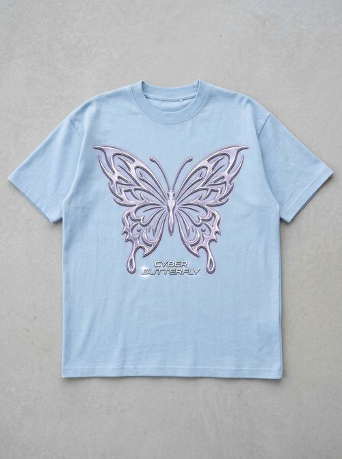 Oversize-T-Shirt „Cyber Butterfly“ – Vorderansicht