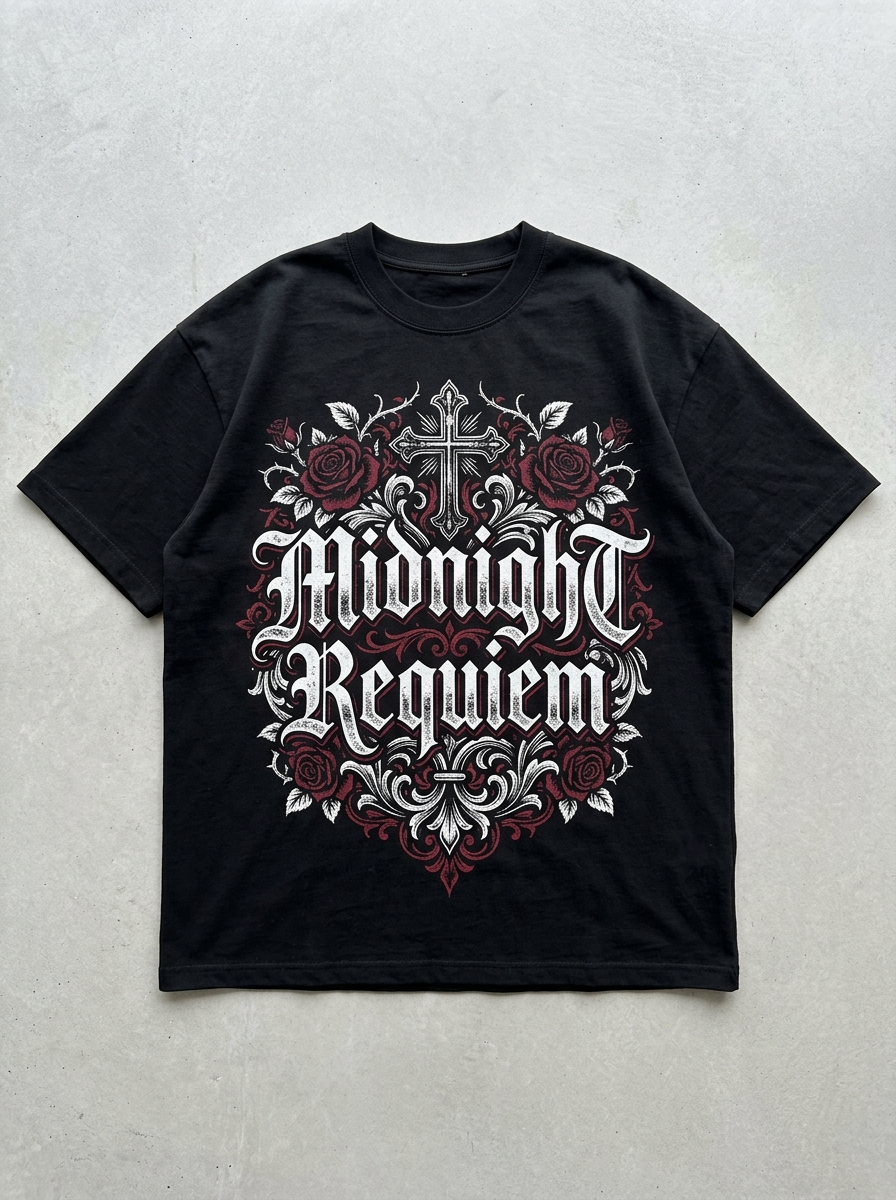 Oversize-T-Shirt „Midnight Requiem“ – Vorderansicht